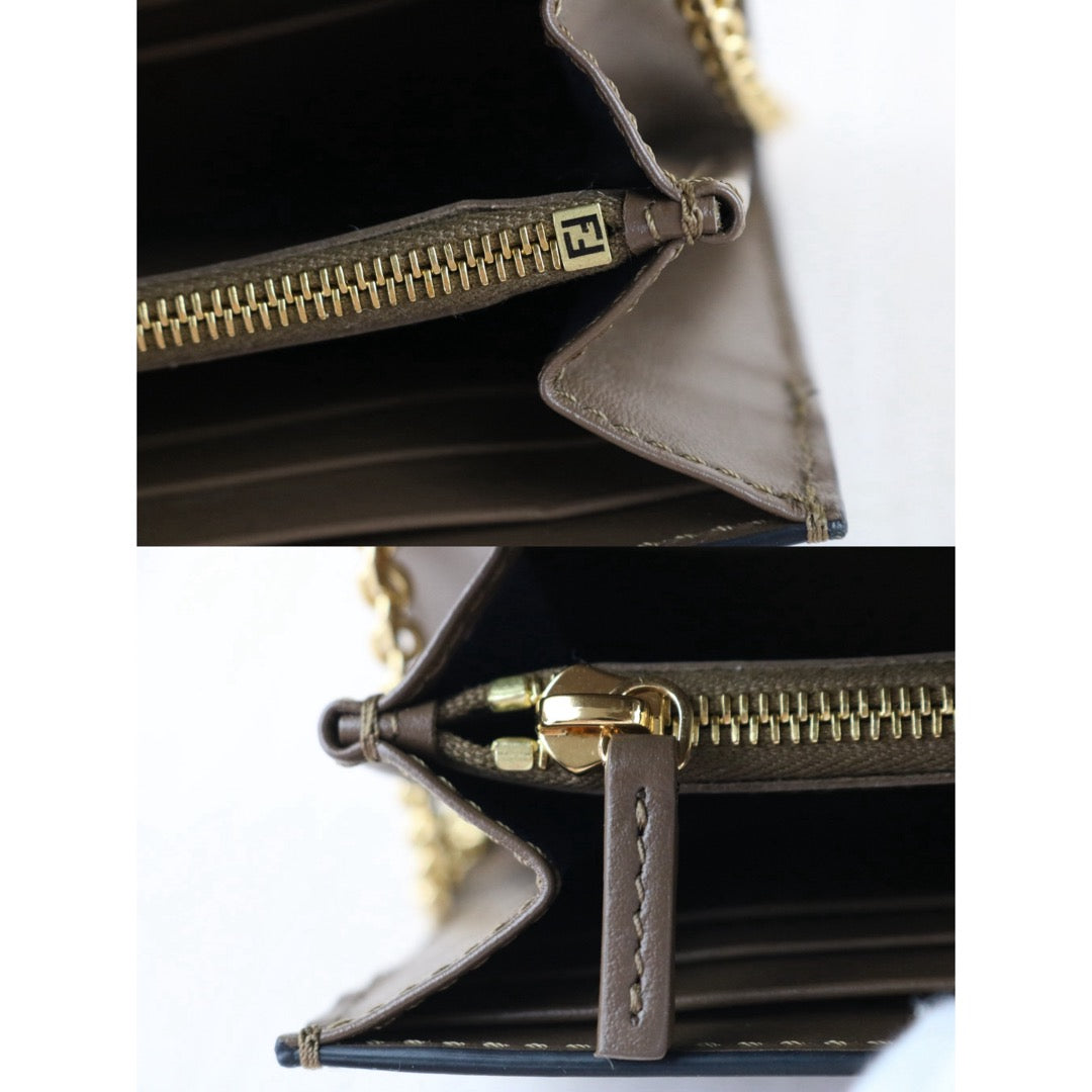 Include Entrupy Certificate of Authenticity｜Very Good ( Rank A)｜ FENDI Mamma Calf Leather Chain Bag  Gold Hardware ｜X26070606