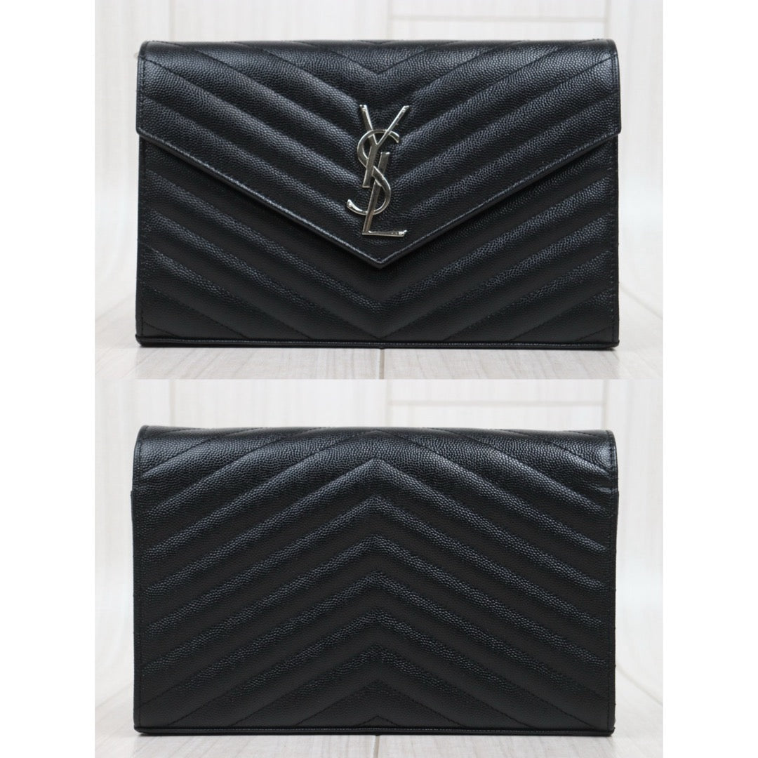 Very Good ( Rank A)｜  Saint Laurent YSL Caviar Skin Shoulder Bag Black MM｜S25101807