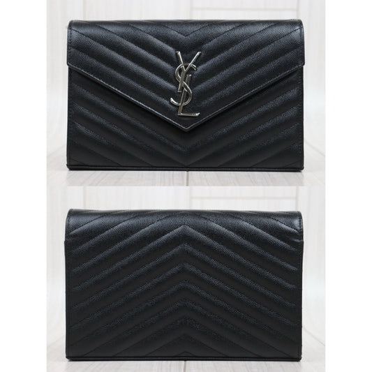 Include Entrupy Certificate of Authenticity｜Very Good ( Rank A)｜  Saint Laurent YSL Caviar Skin Shoulder Bag Black MM｜S25101807