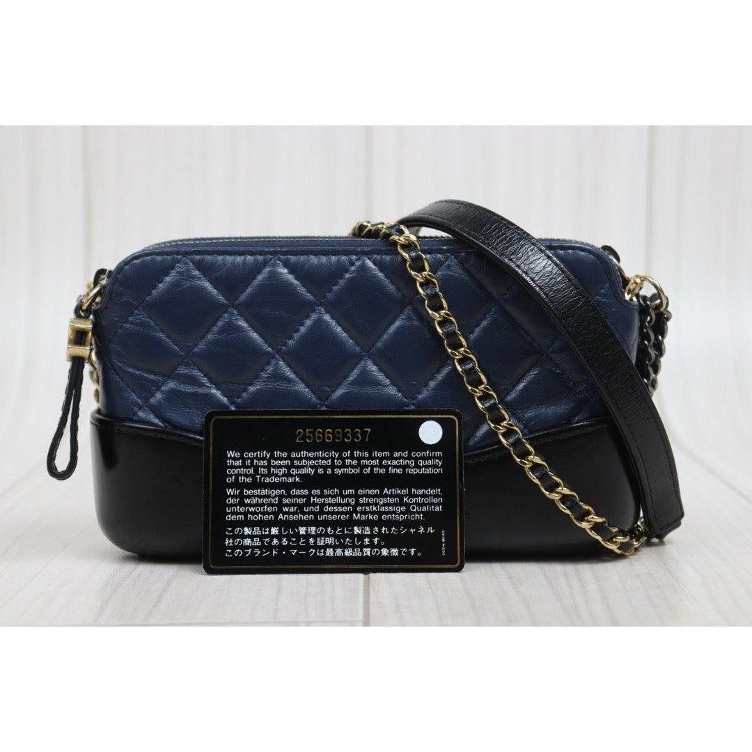 Include Entrupy Certificate of Authenticity｜Very Good ( Rank A)｜CHANEL Mini Gabrielle Aged Calfskin Shoulder Bag Dark Blue Made in 2018Year｜S26060610
