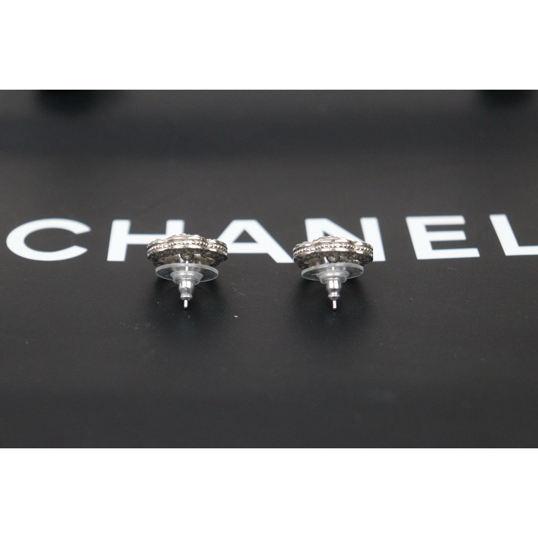 Very Good ( Rank A) ｜CHANEL COCO Mark Silver Diamond Vintage Earrings ｜S24102413