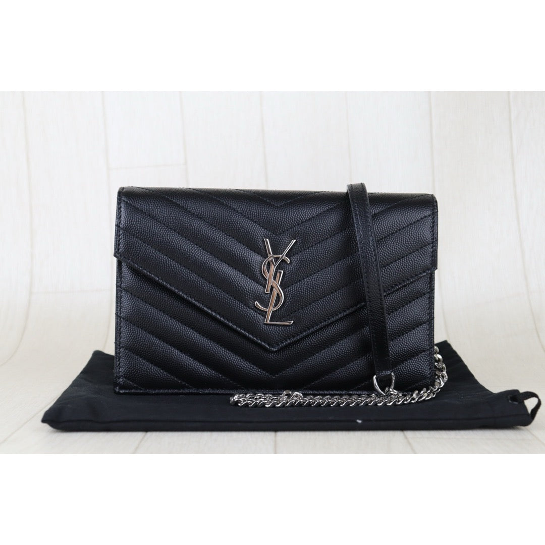Excellent（Rank SA）｜  Saint Laurent YSL Caviar Skin Calf Leather Wallet Black｜S25092805