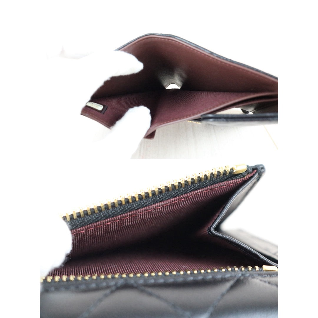 Include Entrupy Certificate of Authenticity｜Very Good ( Rank A)｜CHANEL Lamb Skin Black Wallet Made In 2018-2019Year｜S26050703