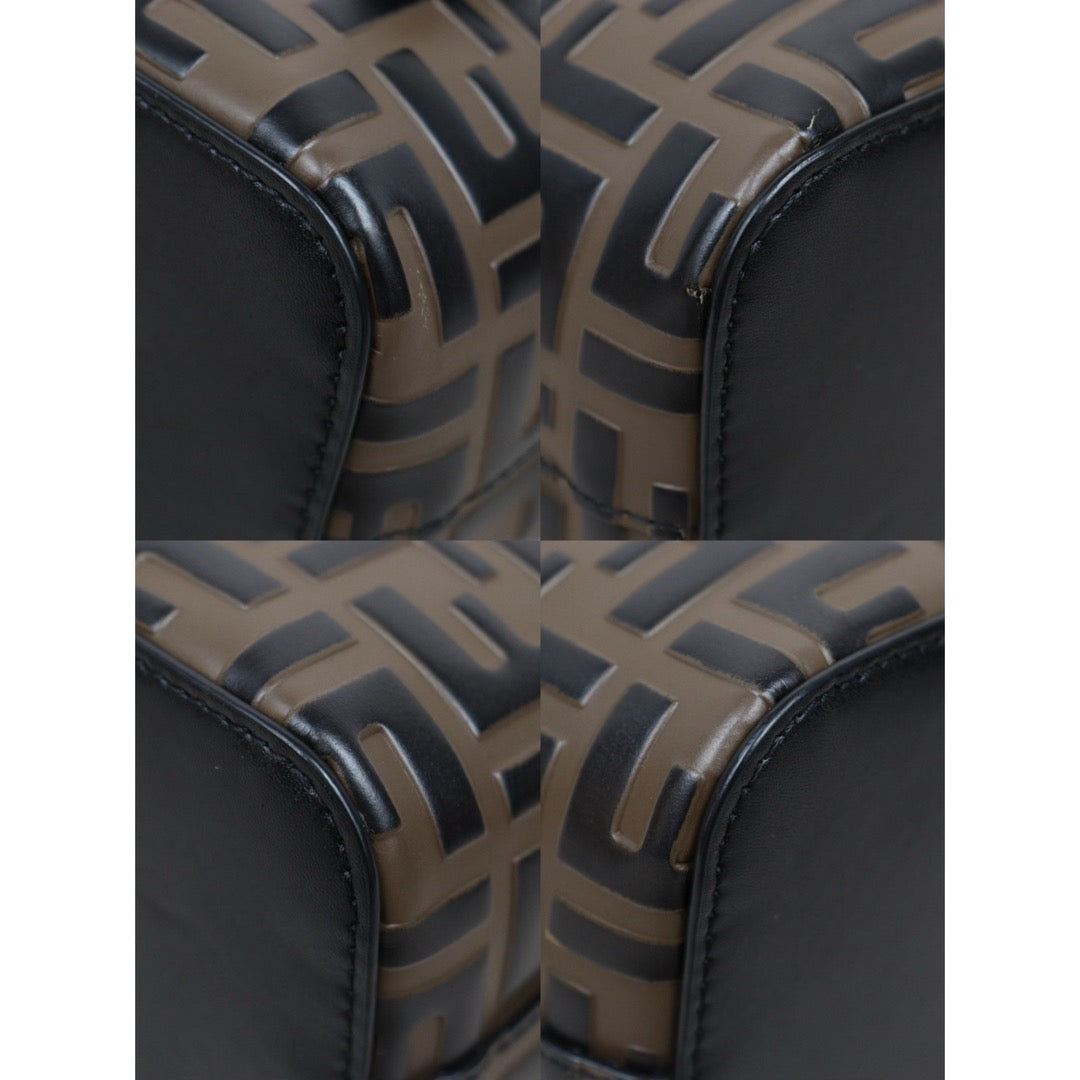 Good ( Rank AB)｜ FENDI Zucca Mini Mon Tresor Calf Leather Bucket bag Shoulder Bag Brown ｜V25102102