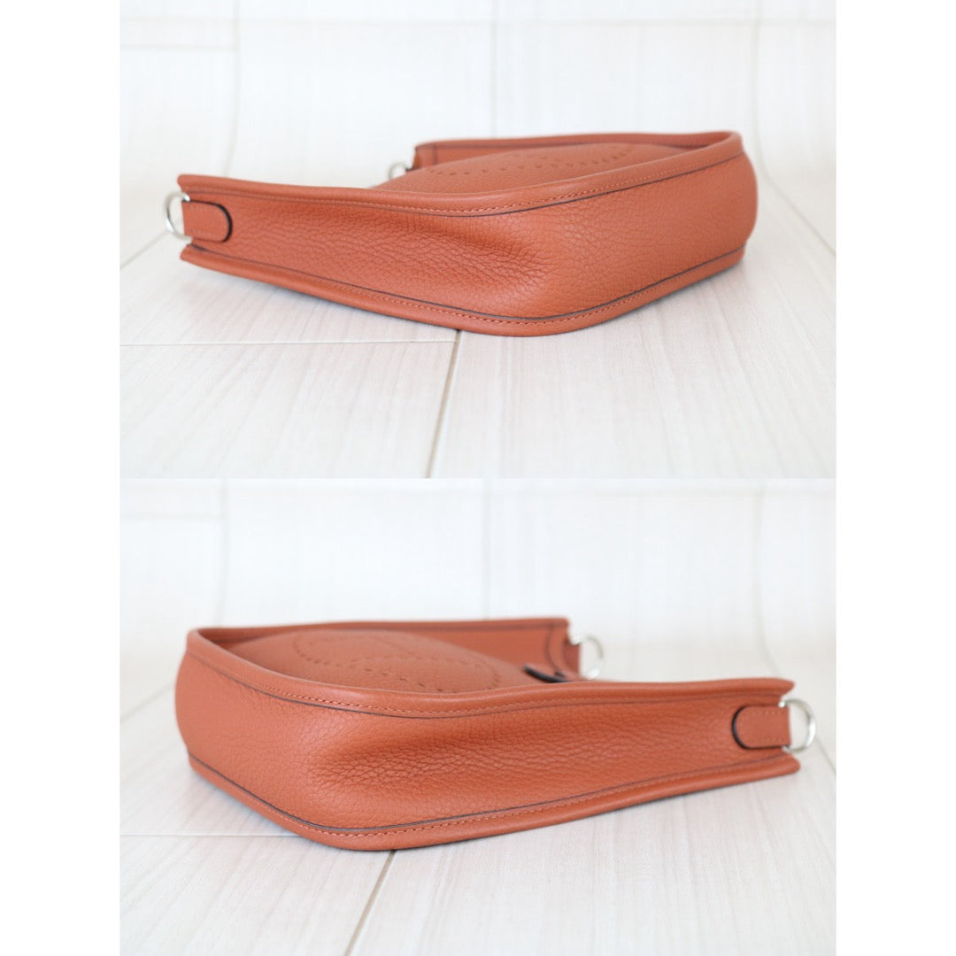 Include Entrupy Certificate of Authenticity｜Very Good ( Rank A)｜ Full Set HERMES Clemence Leather Mini Evelyn 16 Shoulder Bag Potiron D Stamp Made In 2019Year｜X26030702