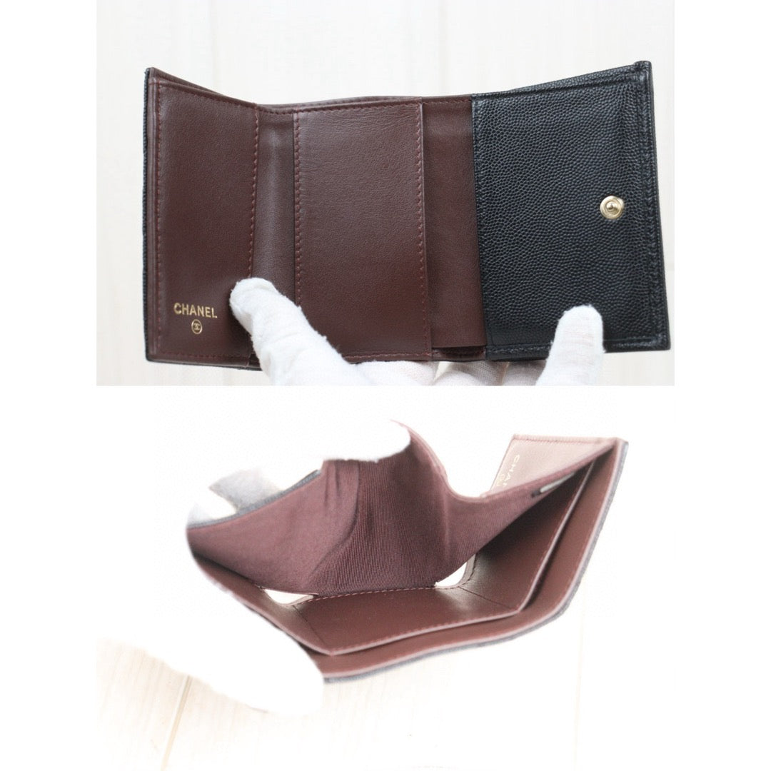 Very Good ( Rank A)｜Chanel Caviar Skin Black Wallet Made In 2019-2020Year ｜25042413