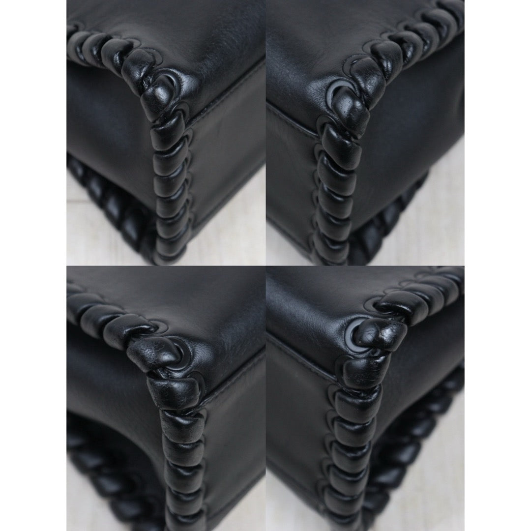 Fair ( Rank B) ｜ FENDI Calf Leather Peekapoo iconic mini Handbag With Shoulder Bag Black｜H25063013