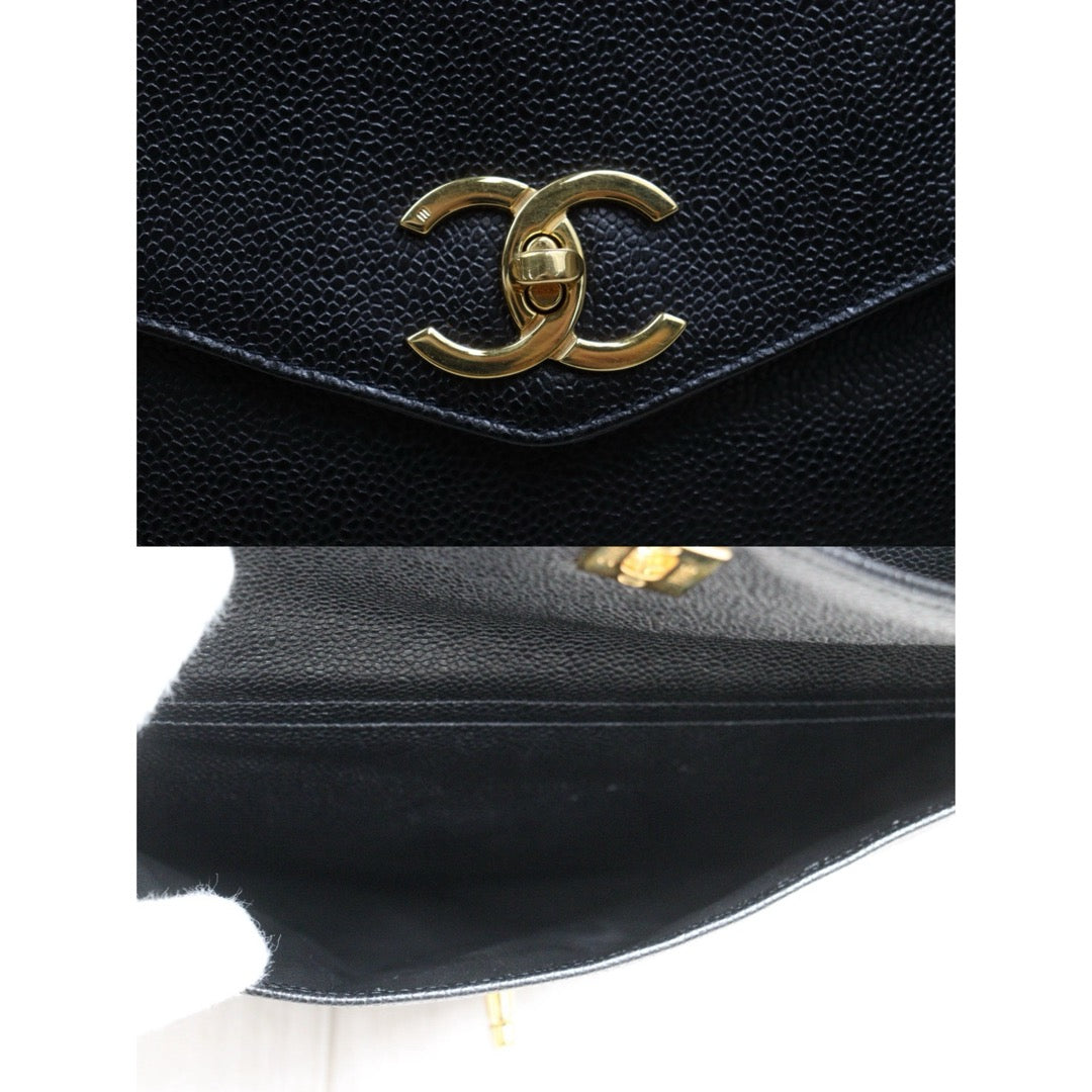 Include Entrupy Certificate of Authenticity｜Good ( Rank AB)｜ CHANEL Caviar Skin  Matrasse Chain Vintage Tote Shoulder Bag Black Made In 1994～1996Year｜S26052302