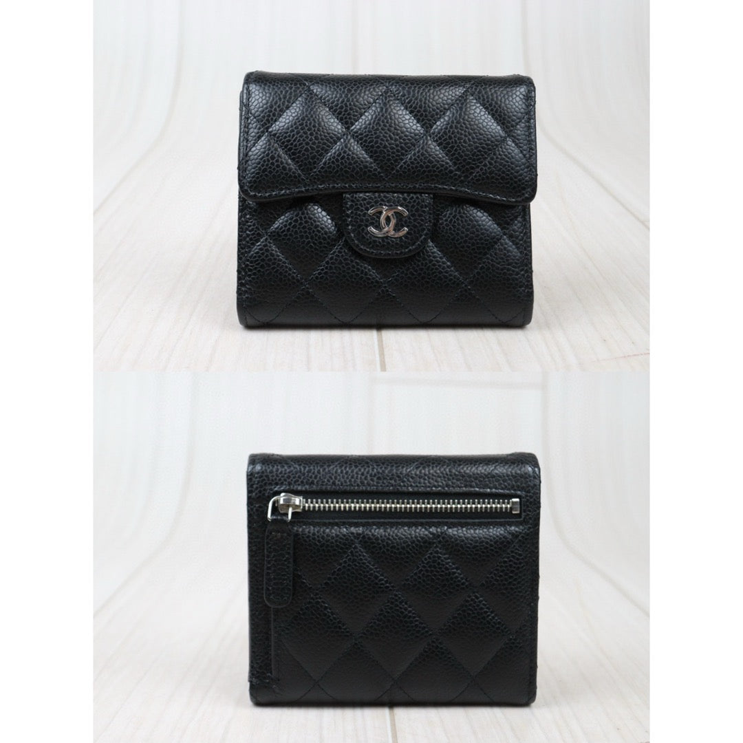 Very Good ( Rank A) ｜CHANEL Caviar Skin Leather Calf Leather  Wallet Black ｜24122002