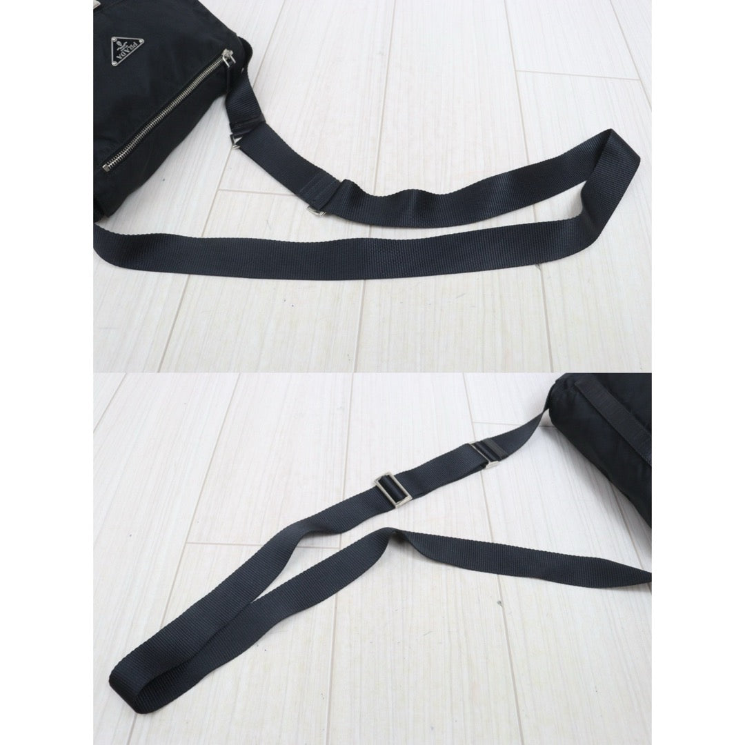 Include Entrupy Certificate of Authenticity｜Good ( Rank AB) ｜Prada  Nylon Black Shoulder Bag  Silver Hardware｜26070203