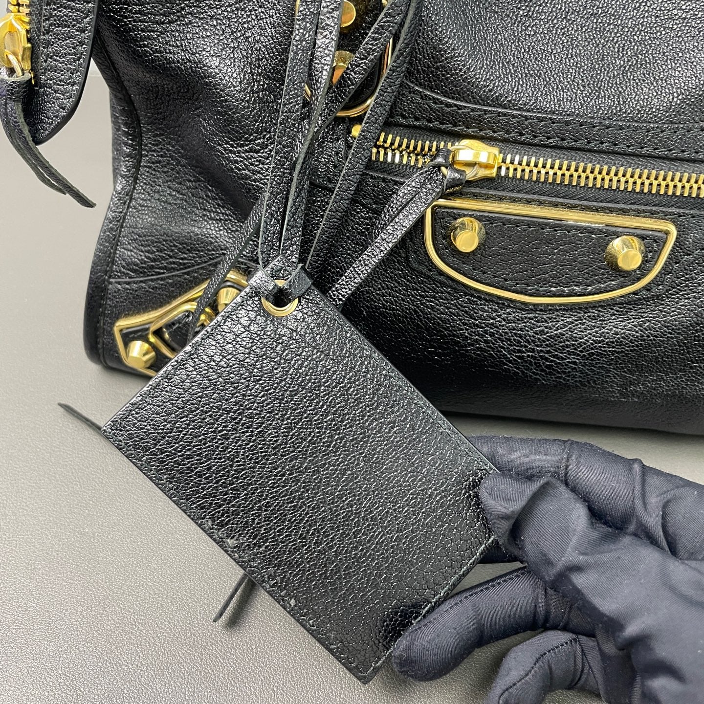 Very Good ( Rank A)｜Balenciaga Goatskin edge Mini Classic City Haze Black HandBag Shoulder Bag
