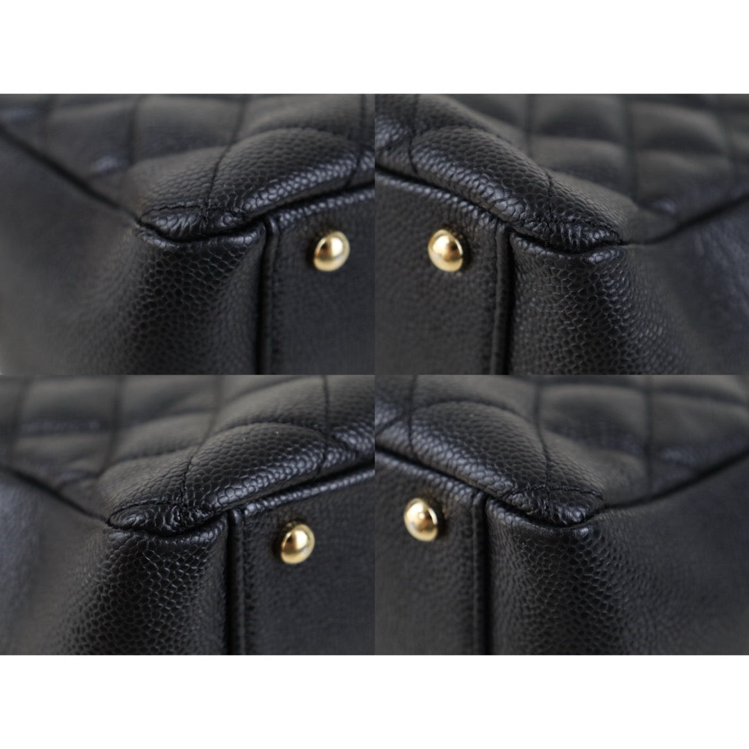 Include Entrupy Certificate of Authenticity｜Very Good ( Rank A)｜ CHANEL Caviar Skin Matrasse Chain PPT Tote Bag Black  Made In 2012｜S26090711