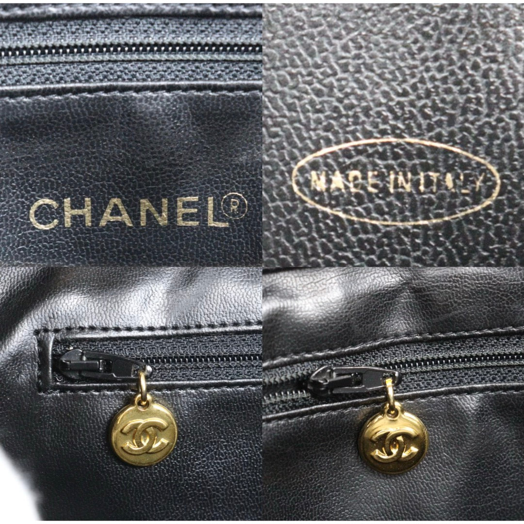 Include Entrupy Certificate of Authenticity｜Good ( Rank AB)｜ CHANEL Caviar Skin  Matrasse Chain Vintage Tote Shoulder Bag Black Made In 1994～1996Year｜S26052302