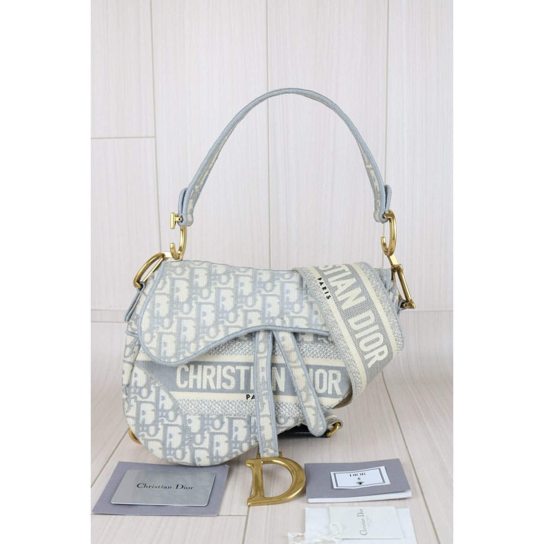 Good ( Rank AB)｜Dior Trotter Saddle Obique Gray Shoulder Bag Medium｜S25110301