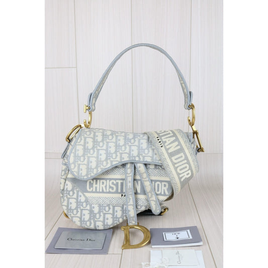 Good ( Rank AB)｜Dior Trotter Saddle Obique Gray Shoulder Bag Medium｜S25110301