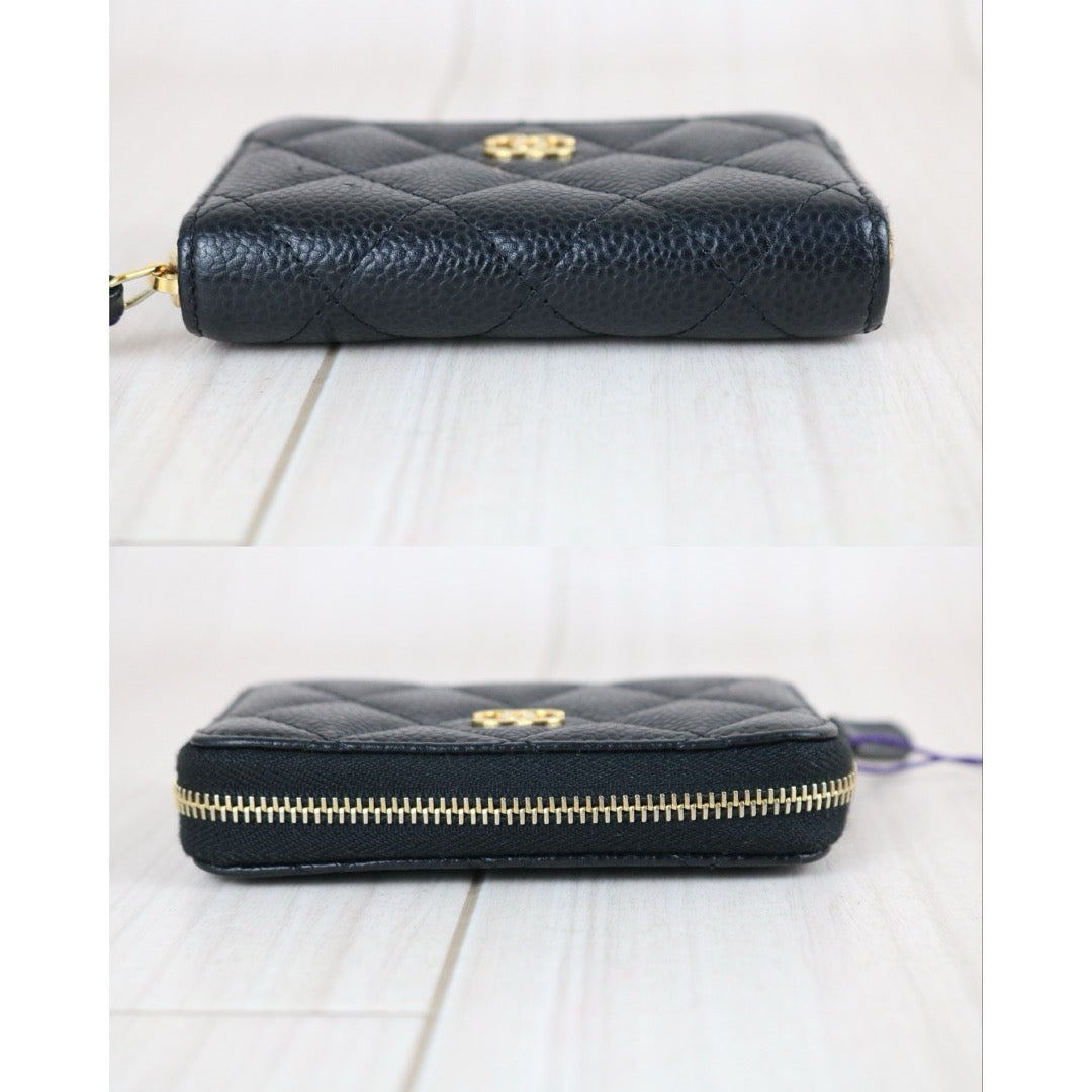 Include Entrupy Certificate of Authenticity｜Very Good ( Rank A)｜CHANEL Caviar Skin Black Zipper Wallet Made In 2018Year｜X26061803
