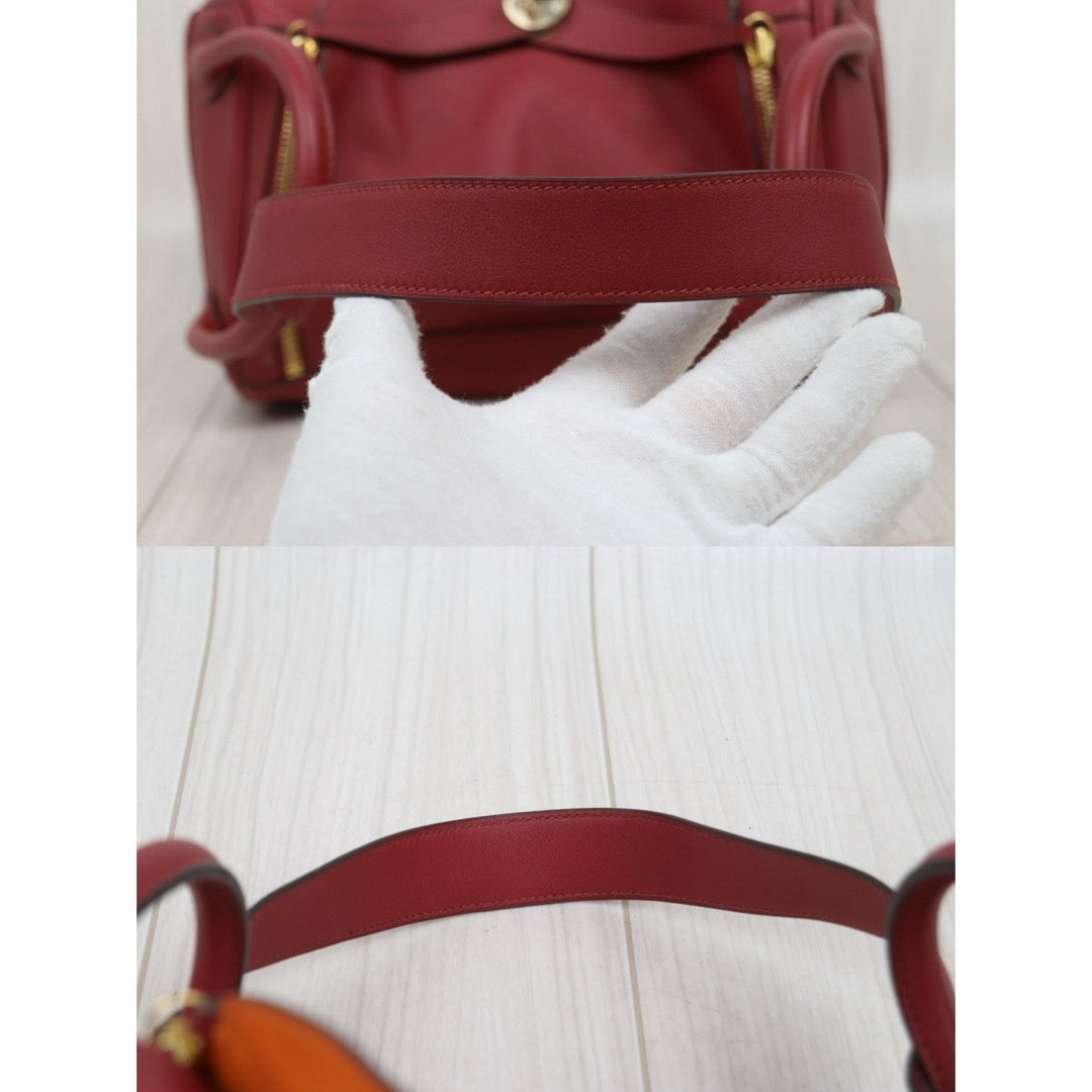 Good ( Rank AB)｜ Hermes Lindy30 Swift Leather Golden Hardware Shoulder Bag X stamp Made In 2016Year Red ｜L25111602