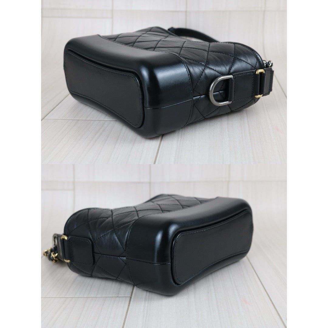 Include Entrupy Certificate of Authenticity｜Very Good ( Rank A) ｜CHANEL PM Gabrielle Calf Leather Shoulder Bag Black ｜S26080603