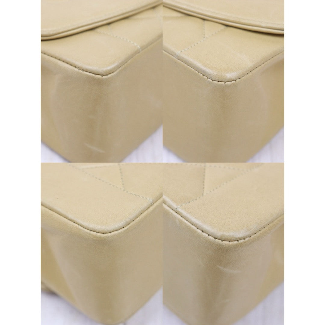 Good ( Rank AB)｜ CHANEL Matrasse Diana 25 Lamb Skin Chain Bag Beige Made in 1991-1994 Year｜V24122601