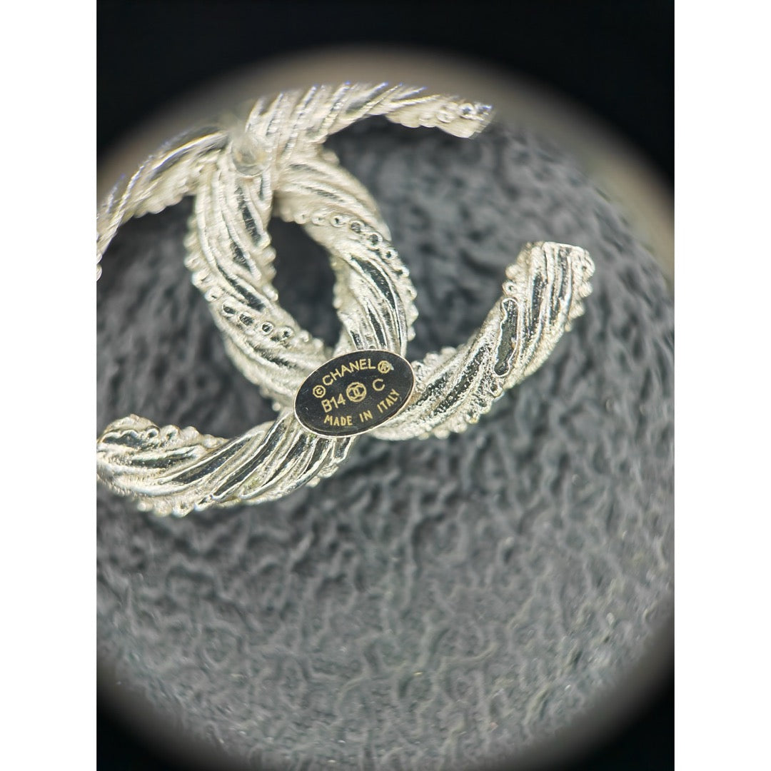 Include Authentic Detective Certificate of Authenticity｜Very Good ( Rank A) ｜CHANEL B14C COCO Mark Braids Rhinestone Earrings Made In 2014 Year｜X26042003