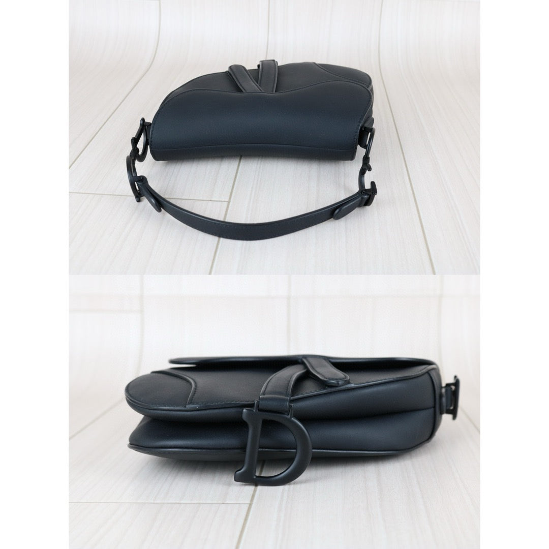 Very Good ( Rank A) ｜  Dior Calfskin Small Saddle Shoulder Bag Black  ｜J25042404