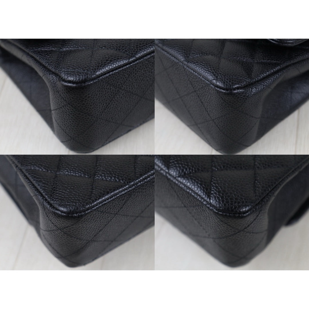 Include Entrupy Certificate of Authenticity｜Very Good ( Rank A)｜Full Set CHANEL Caviar Skin Matrasse Chain Double Flap 25 Shoulder Bag Black Made In 2017Year  ｜S26040301