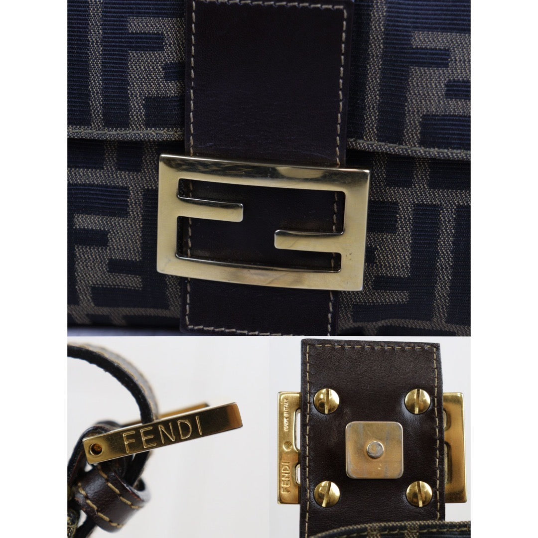 Rank A｜ FENDI Zucca Mamma Baguette Shoulder Bag Gold Hardware｜23112107