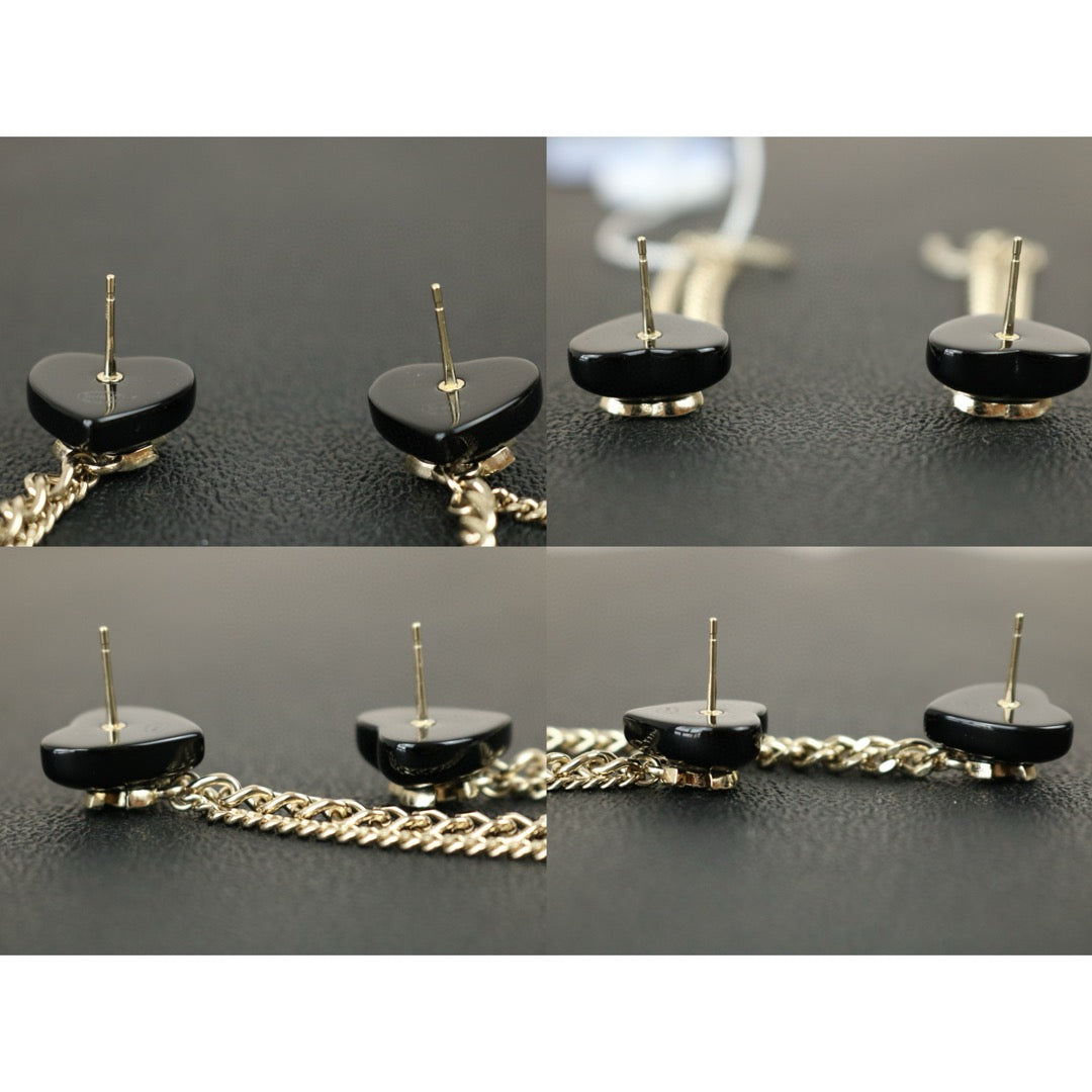 Excellent（Rank SA）｜ CHANEL Coco Mark Chain Pearl Rhinestone Earrings｜F25012302