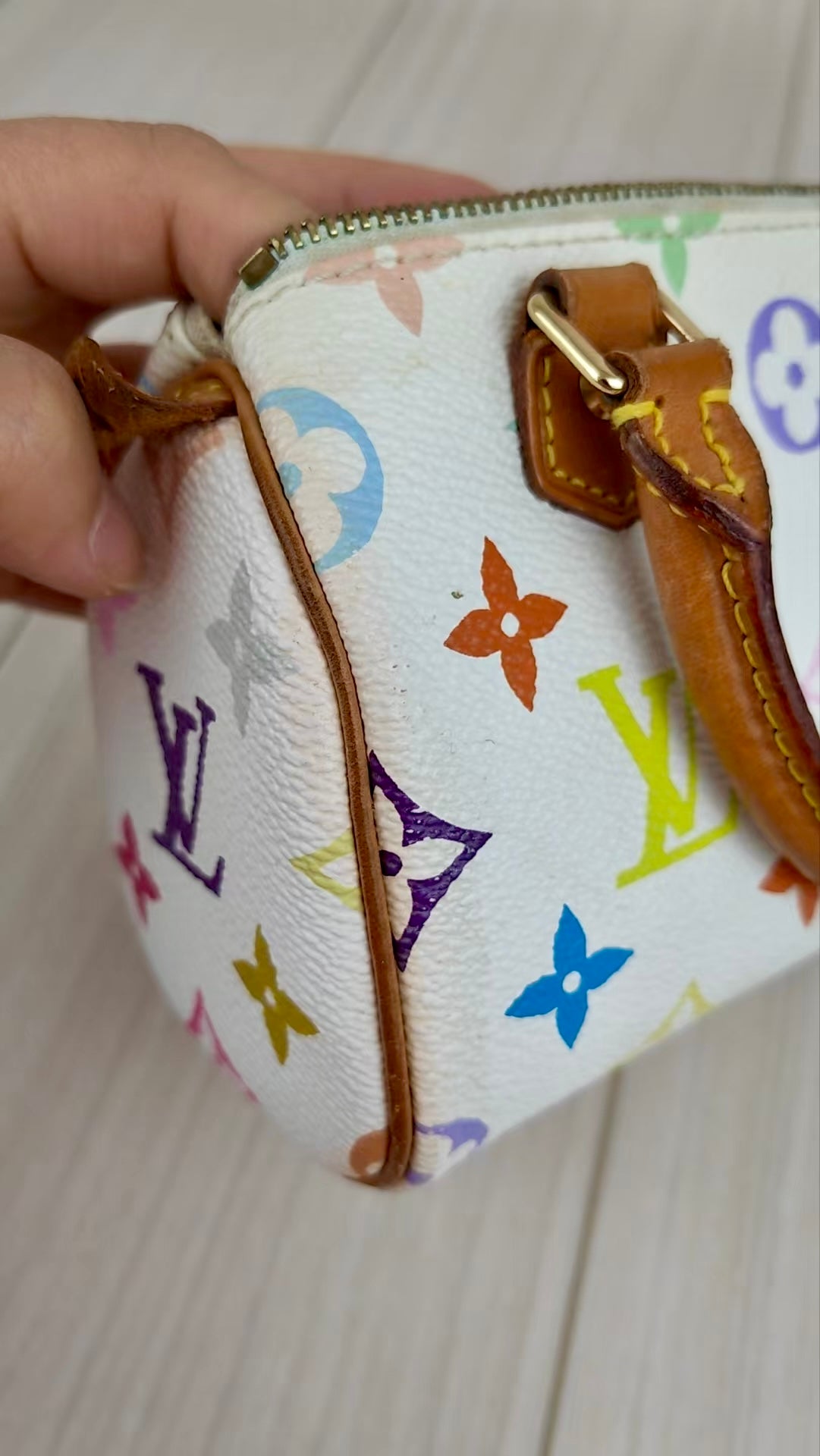 LV Multi Monogram Mini Speedy White Handbag