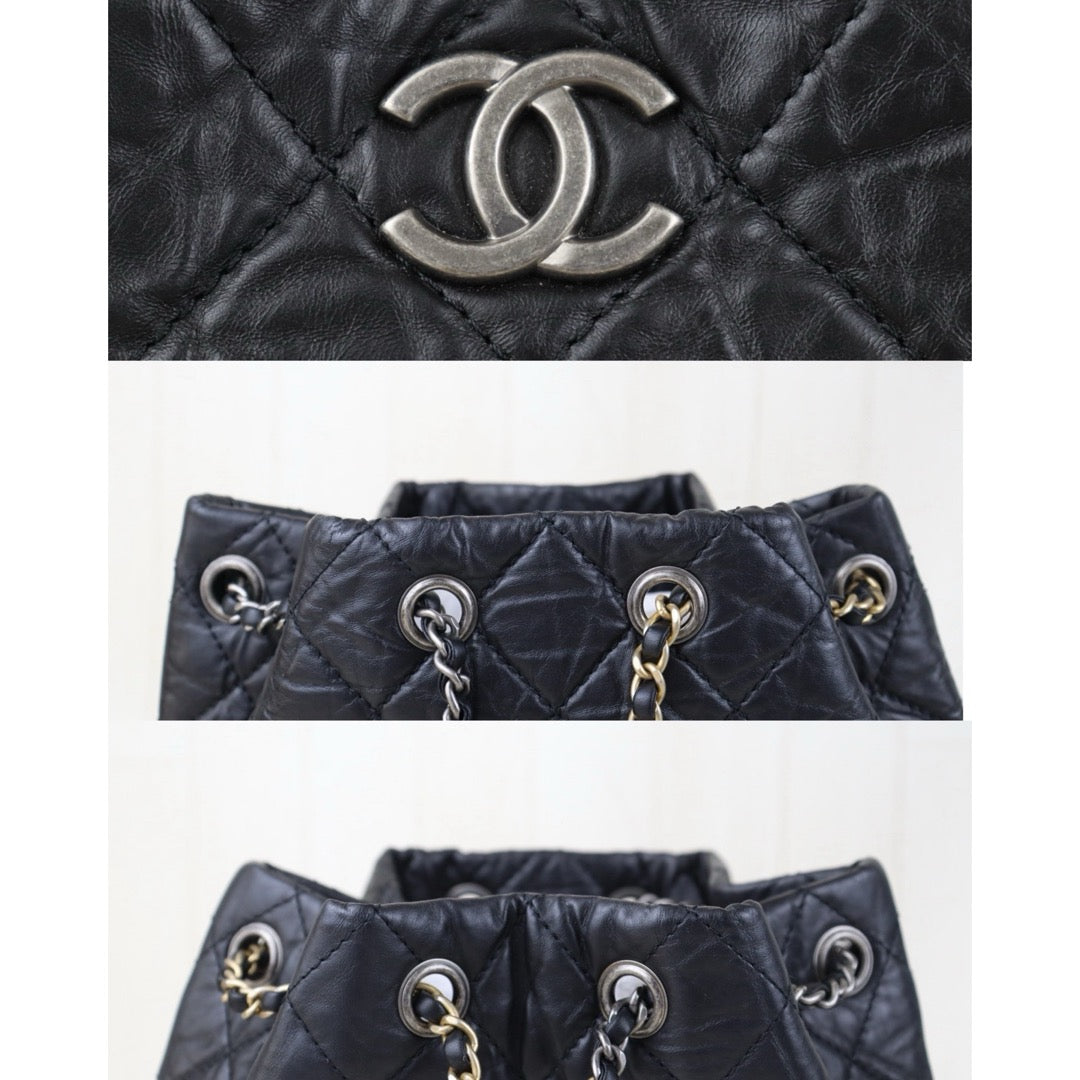 Include Entrupy Certificate of Authenticity｜Very Good ( Rank A)｜ CHANEL Gabrielle Calfskin Chain Backpack Black Made In 2020-2021Year｜S26083008