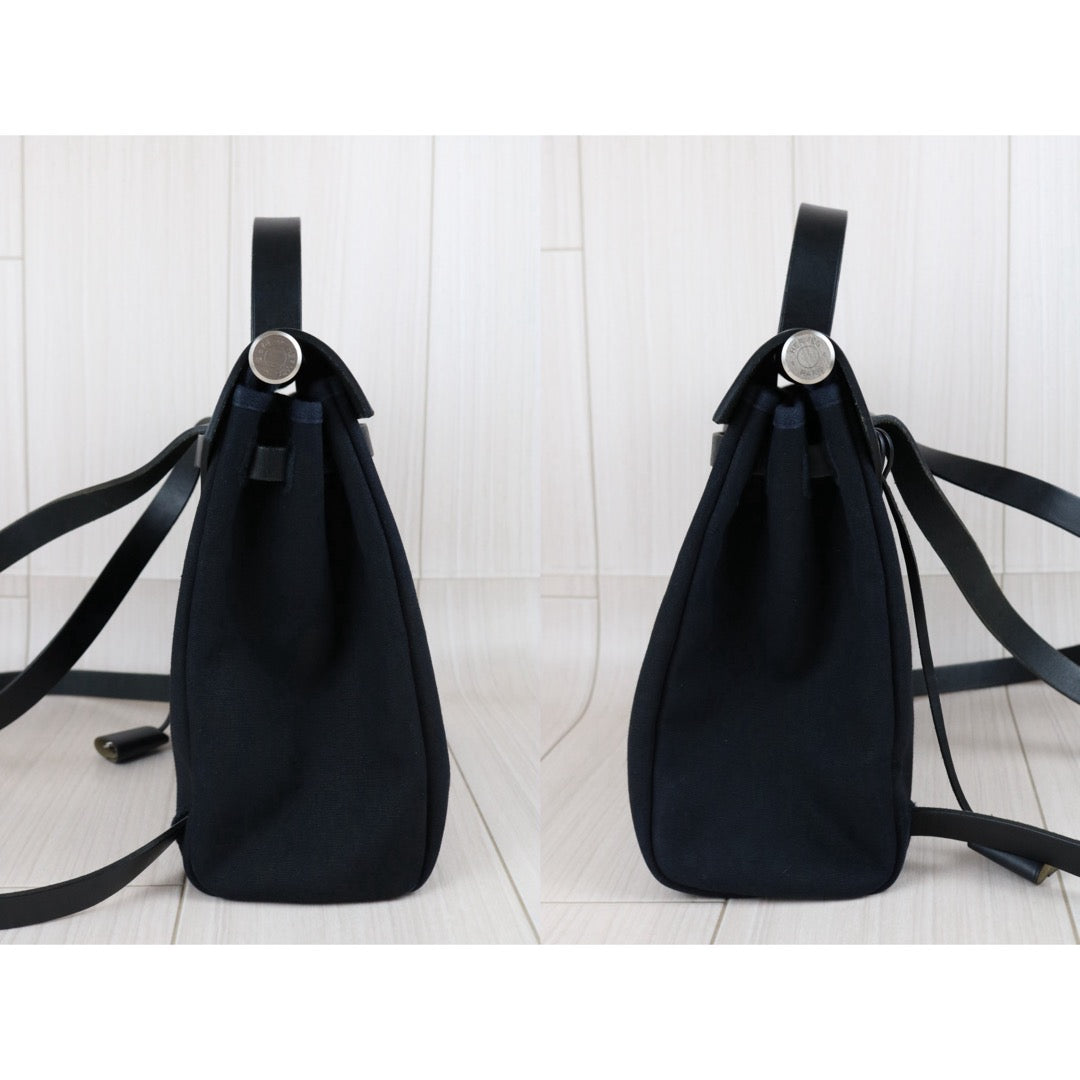 Include Entrupy Certificate of Authenticity｜Good ( Rank AB)｜ HERMES Black Herbag A Dos Zip Retoume Backbag □G Stamp Made in 2003Year｜Y26051527