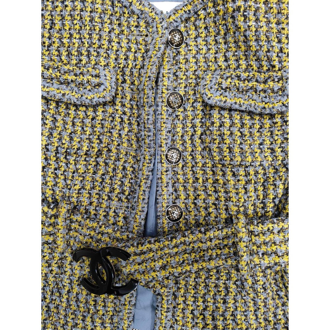Very Good ( Rank A) ｜ CHANEL 17B Rayon Tweed Yellow Coat 34 size  ｜W25102106