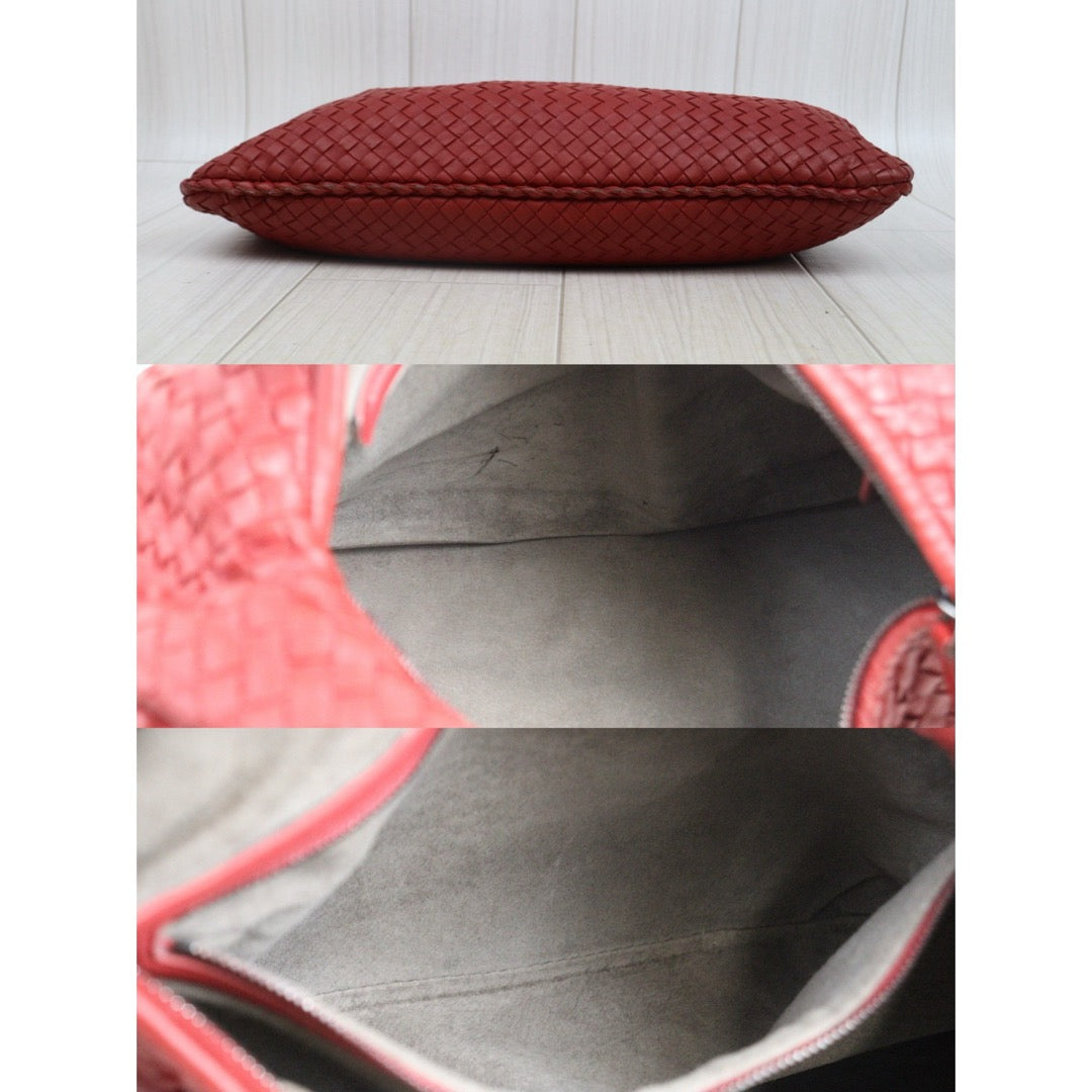 Good ( Rank AB)｜ Bottega Veneta Lamb Skin Braid Shoulder Bag Red｜V25060510