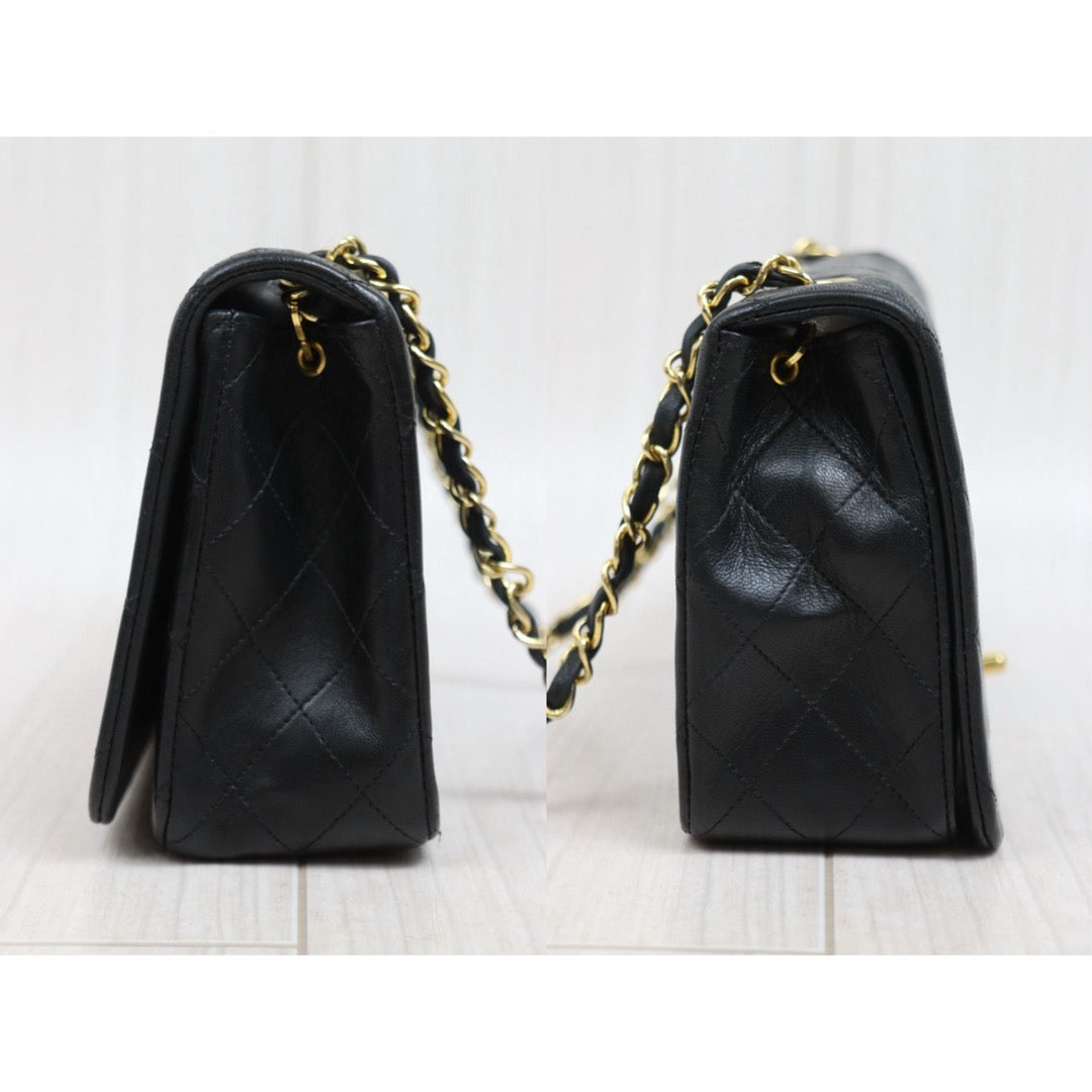 Good ( Rank AB)｜ CHANEL Lamb Skin Matrasse Chain Single Flap Shoulder Bag Black Made in 1989-1991Year｜S26030907