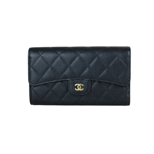Very Good ( Rank A) ｜CHANEL Caviar Skin Black Long Wallet Made In 2014-2015 Year｜S24111503