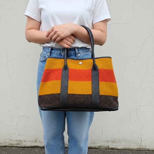 Include Entrupy Certificate of Authenticity｜Very Good ( Rank A)｜ HERMES Woolen Garden Party 36 Handbag □F Stamp Made In 2002 Year｜26041409