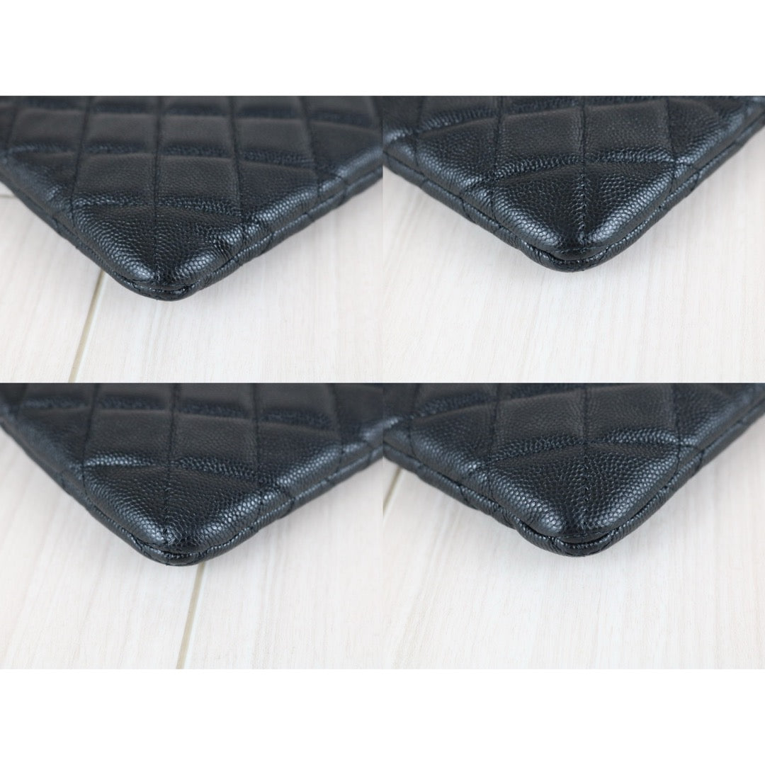 Excellent（Rank SA）｜CHANEL Caviar Skin Calf Leather Card Holder Black Made In 2021~2022 Year｜X25082403