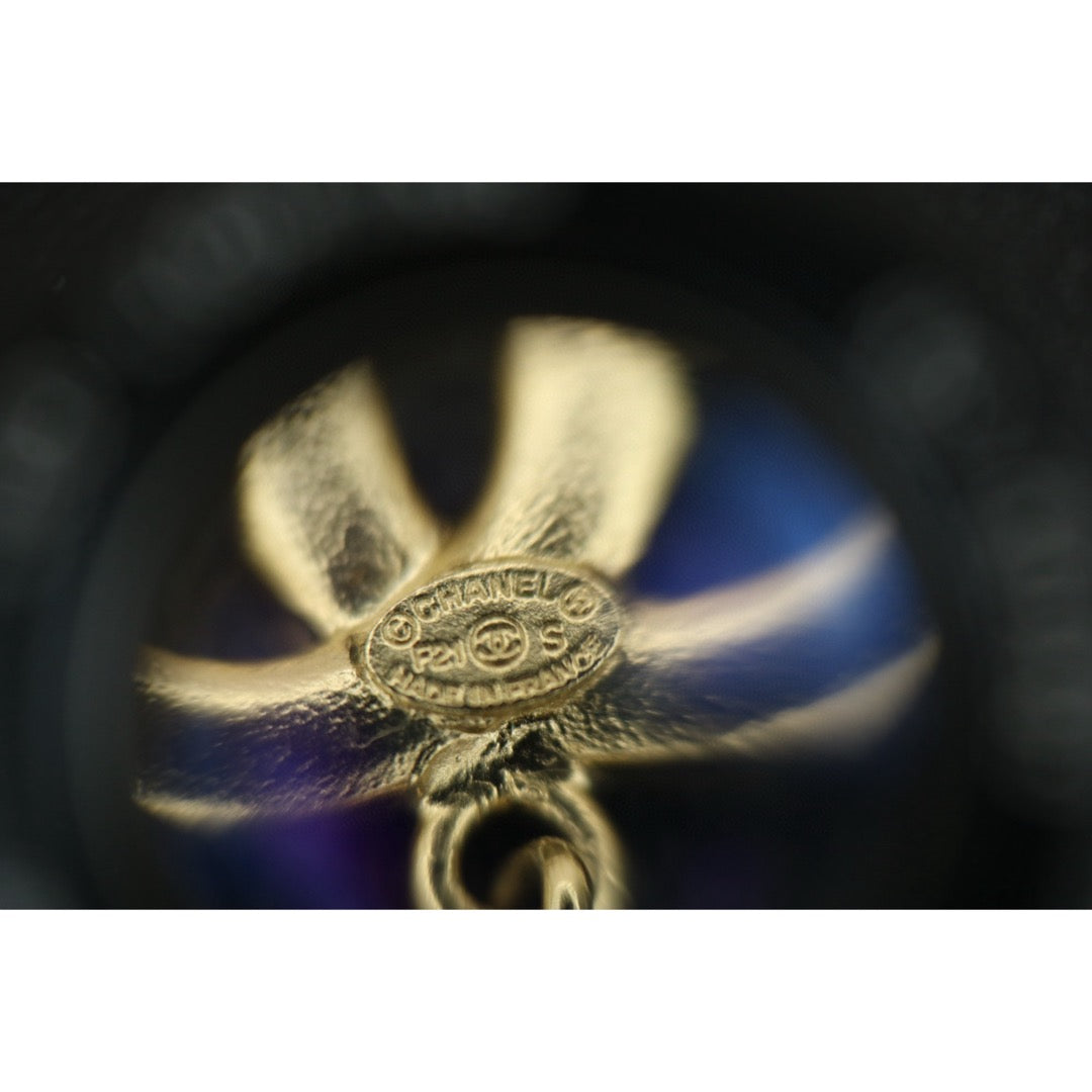 Very Good ( Rank A)｜ CHANEL  Coco Mark  Gold Rhinestone Black Pearl Earrings ｜F25021106