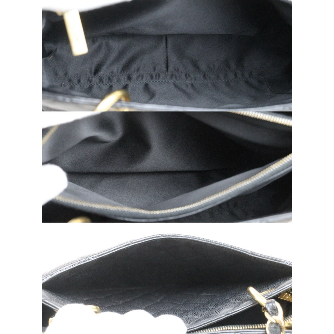 Very Good ( Rank A) ｜ CHANEL Caviar Skin Matrasse Chain GST Tote Bag  Black  Made In 2010-2011Year｜S25110428
