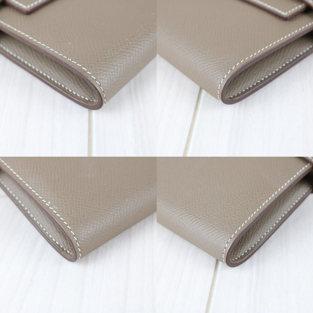 Include Entrupy Certificate of Authenticity｜Good ( Rank AB)｜ HERMES Epsom Kelly Wallet Etoupe Gray X Stamp Made In 2016Year｜X26051704