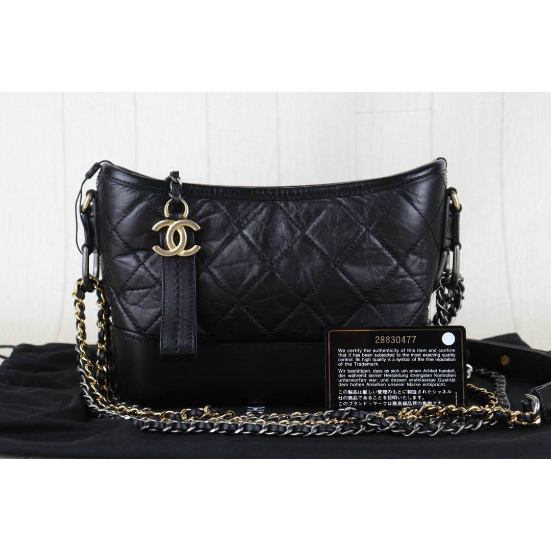 Include Entrupy Certificate of Authenticity｜Very Good ( Rank A) ｜CHANEL PM Gabrielle Calf Leather Shoulder Bag Black Made In 2019-2020Year｜Z26091503