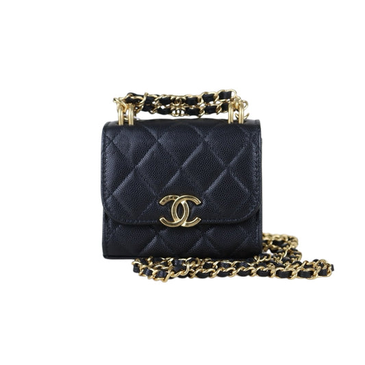 Include Entrupy Certificate of Authenticity｜Very Good（Rank A）｜CHANEL Caviar Skin  Mini Kelly Chain Shoulder Bag Black IC Chips Model｜S26072509