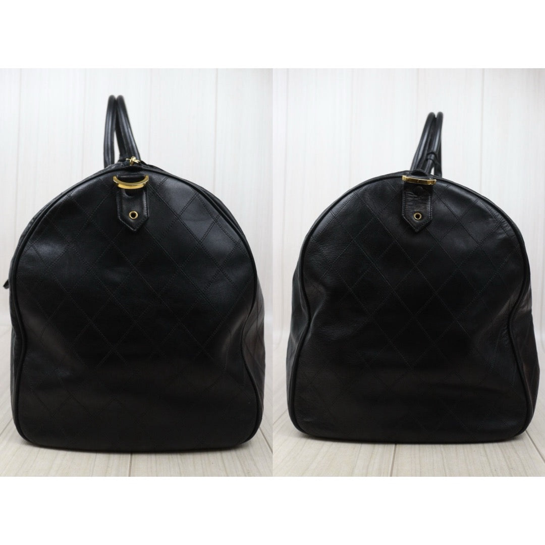 Good ( Rank AB)｜ CHANEL Calf Leather Vintage Boston Travel Bag 60 with Shoulderstrap Black Made In 1989- 1991Year｜S25110407
