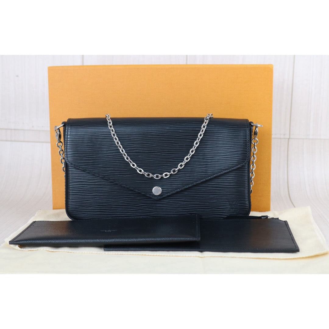 Include Entrupy Certificate of Authenticity｜Very Good ( Rank A)｜Louis Vuitton Epi Pochette Felicie Chain ShoulderBag  Black  IC Chips Model｜X26081806