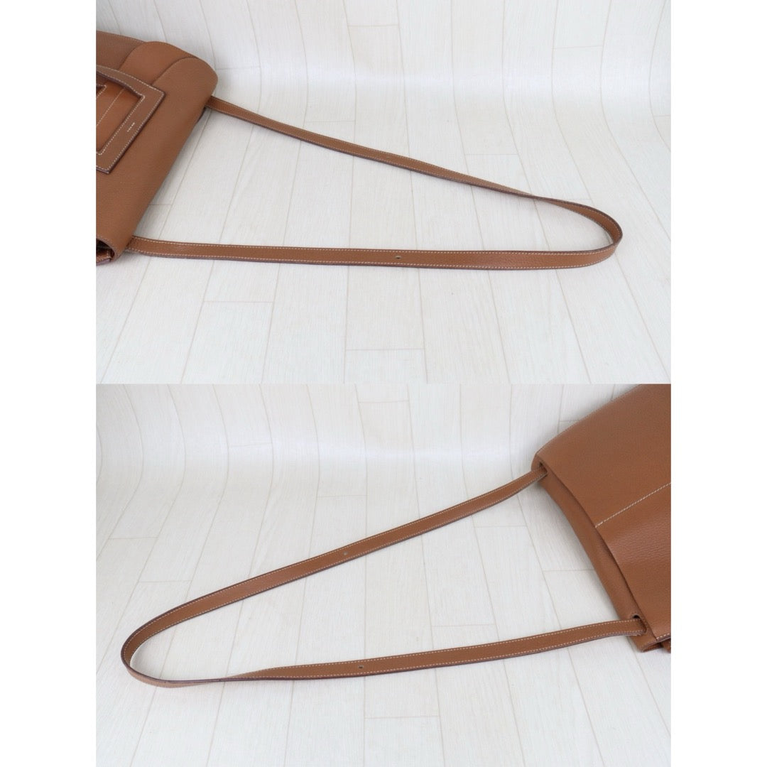 Good ( Rank AB)｜ Hermes Halzan 31 TC Leather Handbag Shoulder Bag Golden Brown C Stamp Made In 2018 Year｜H25081804