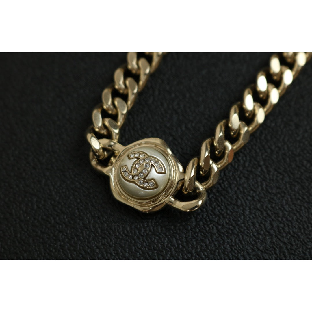 Very Good ( Rank A)｜ CHANEL Coco Mark Chain Rhinestone Chocker Necklace｜F25012310