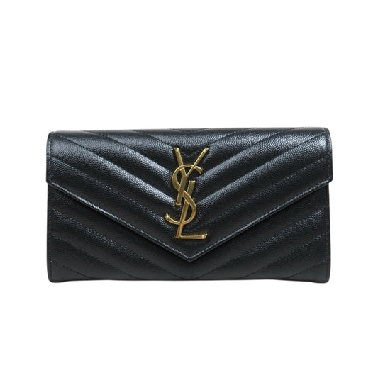 Include Entrupy Certificate of Authenticity｜Excellent（Rank SA）｜  Saint Laurent YSL Caviar Skin Calf Leather Long Wallet Black｜26060401