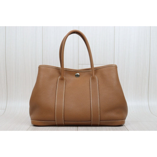 Include Entrupy Certificate of Authenticity｜Good ( Rank AB)｜ HERMES Negonda Leather Garden Party Gold Handbag30 ◽︎N Stamp Made in 2010Year ｜24122411