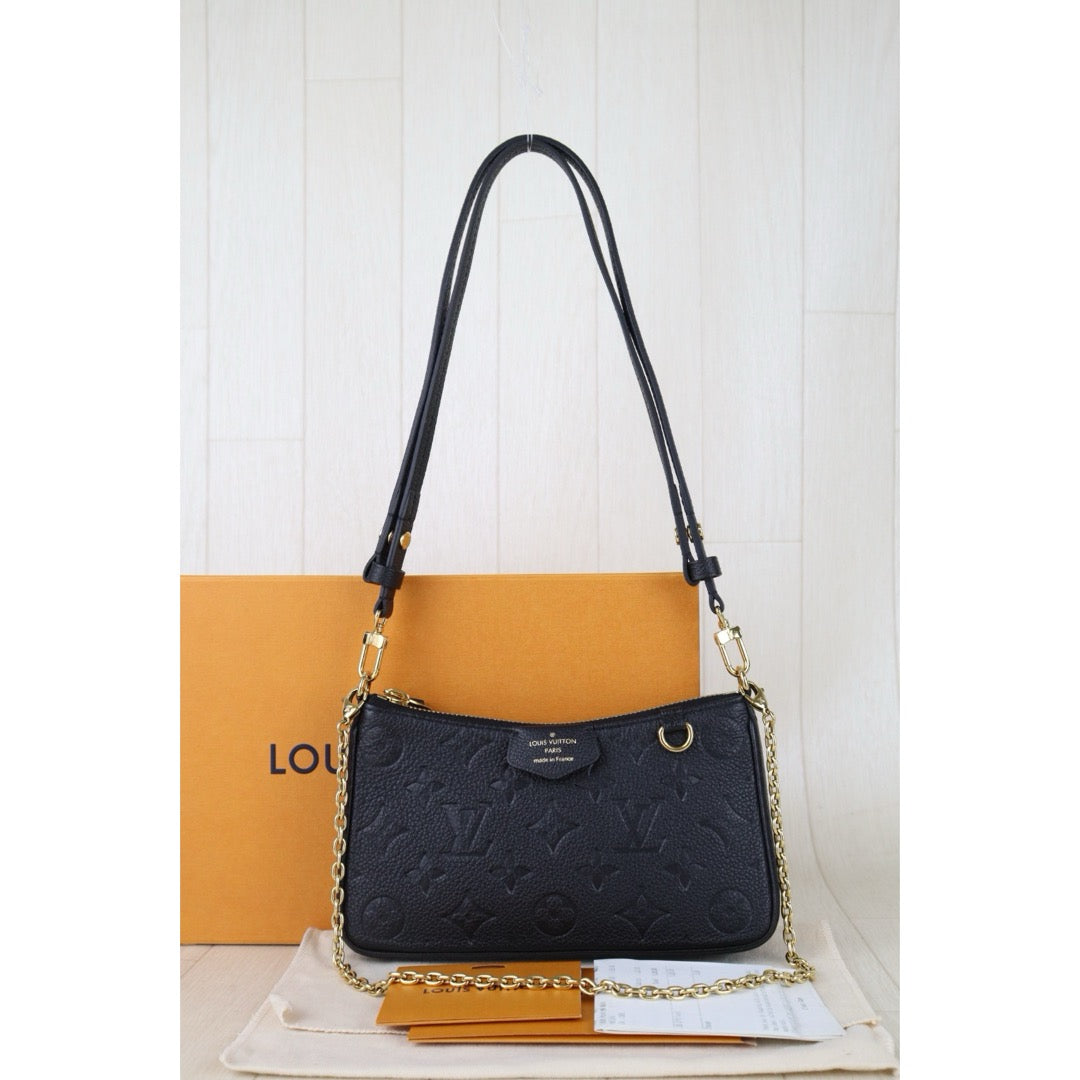 Include Entrupy Certificate of Authenticity｜Excellent（Rank SA）｜Full Set Louis Vuitton Monogram Empreinte Easy Pouch On Strap Black ShoulderBag IC Chips Model｜S26052002