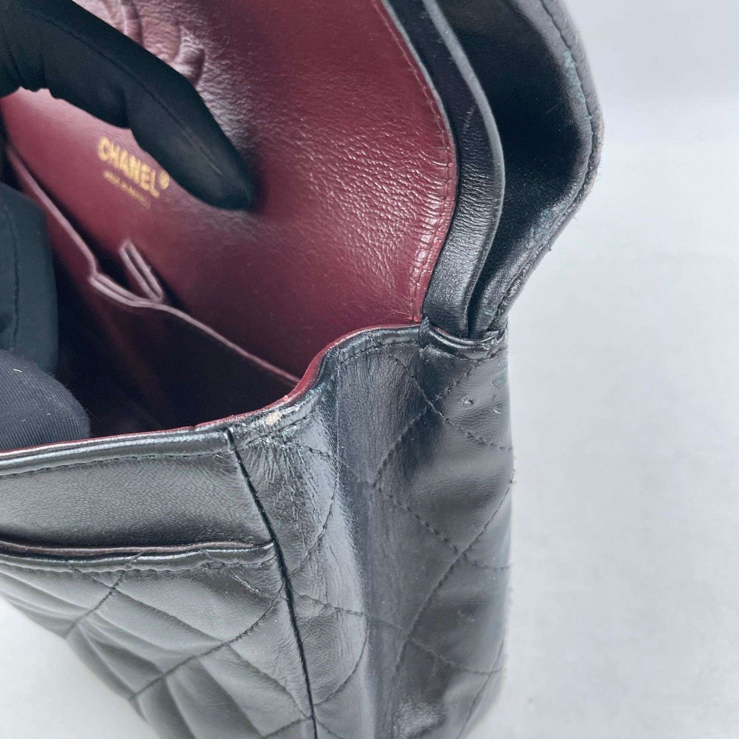 ( Rank B)｜ CHANEL Lamb Skin Matrasse Double Flap 25 Shoulder Bag Black